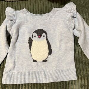 GAP Light Gray Girls Sweater with Penguin Design